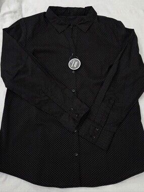 George Black Beige Polka Dot Button Down Shirt Long Sleeve XL (16-18) 4 for $20